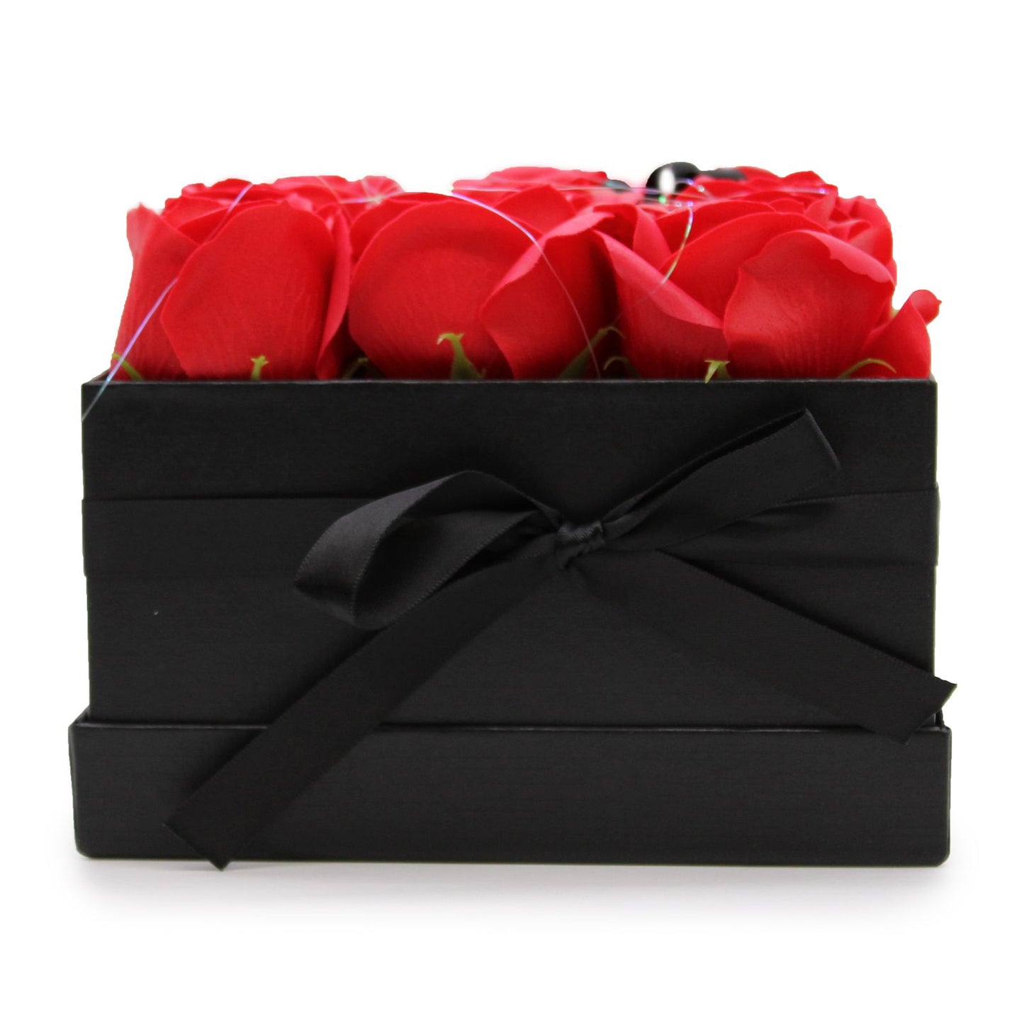 Seifenblumen Geschenkstrauß - 9 Rote Rosen - Quadrat