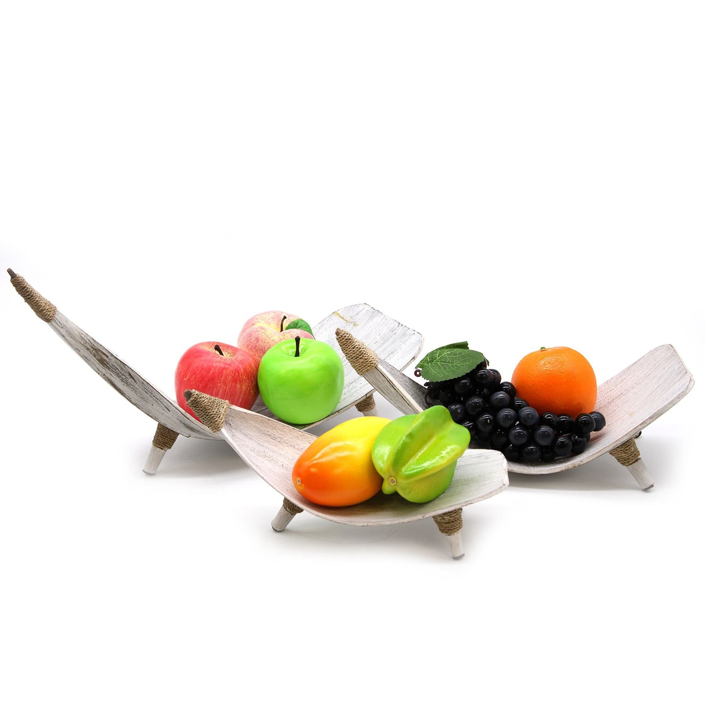 Kokosblatt Obstschalen Set Weißgewaschen