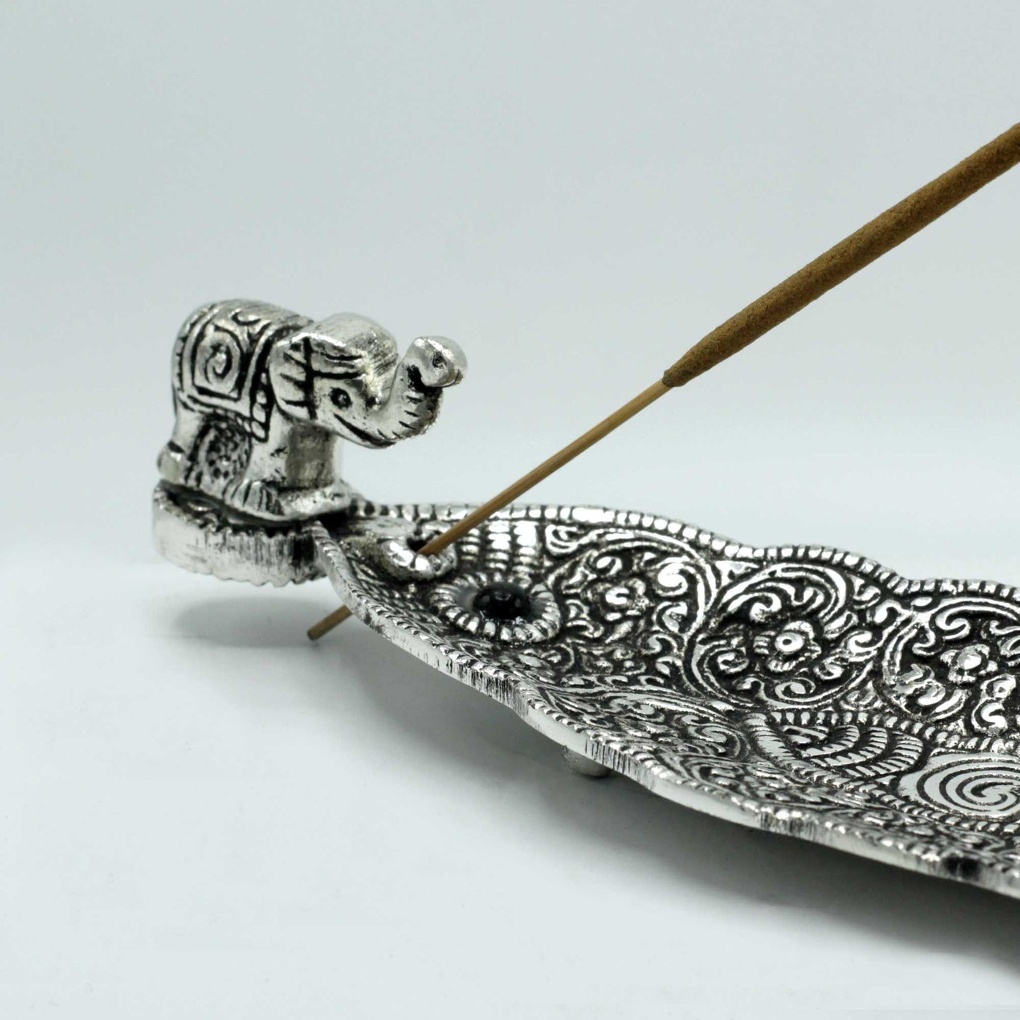 Polierter Aluminium Elefant Langer Räucherstäbchenhalter 20cm