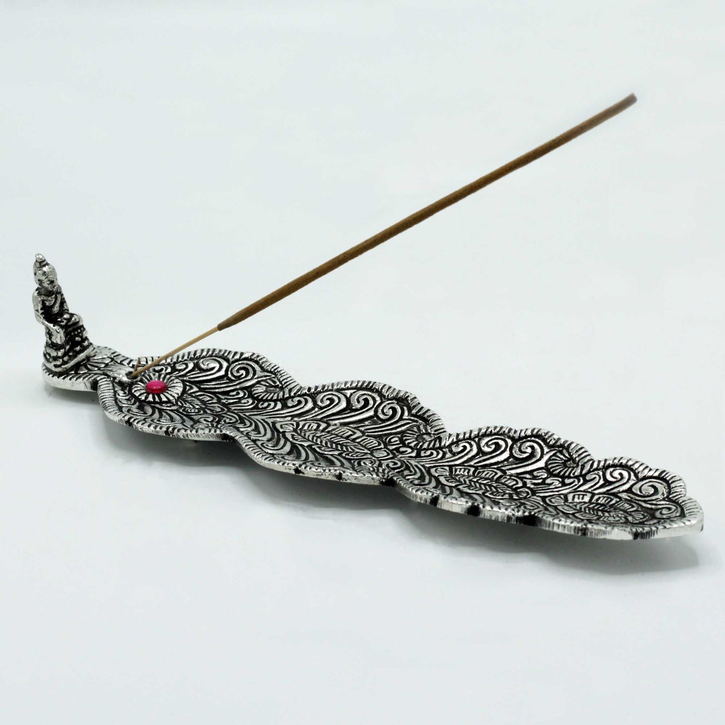Polierter Aluminium Buddha Langer Räucherstäbchenhalter 20cm