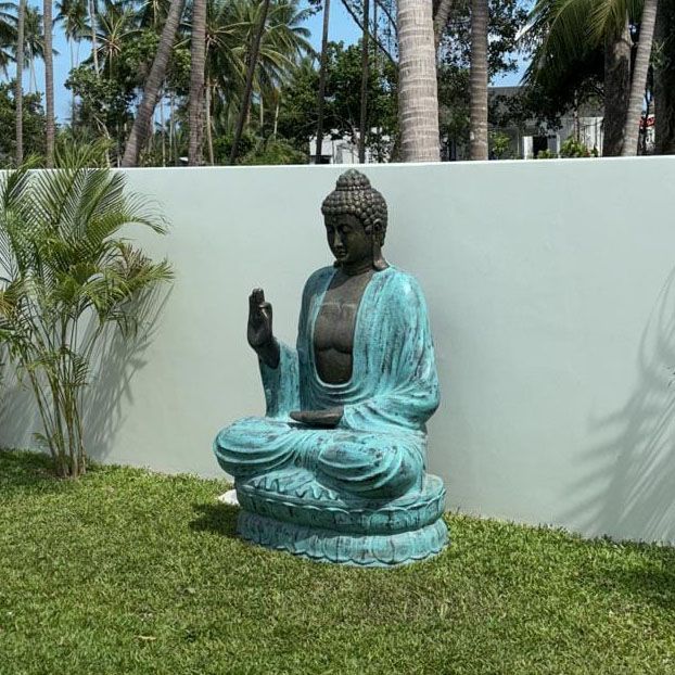 Großer Türkis- und Steinbuddha Lehre auf Lotus - 2m