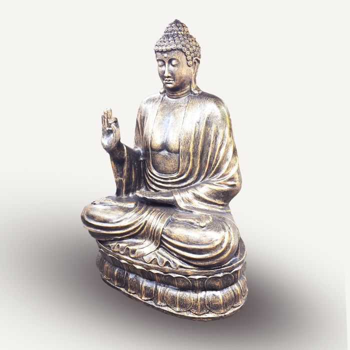 Große Antike Gold Buddha Lehre auf Lotus - 2m