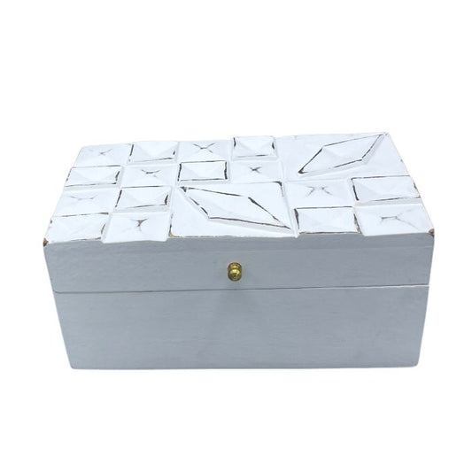 Vintage Deco Mehrzweckbox 22x12x10cm Weiße Diamanten