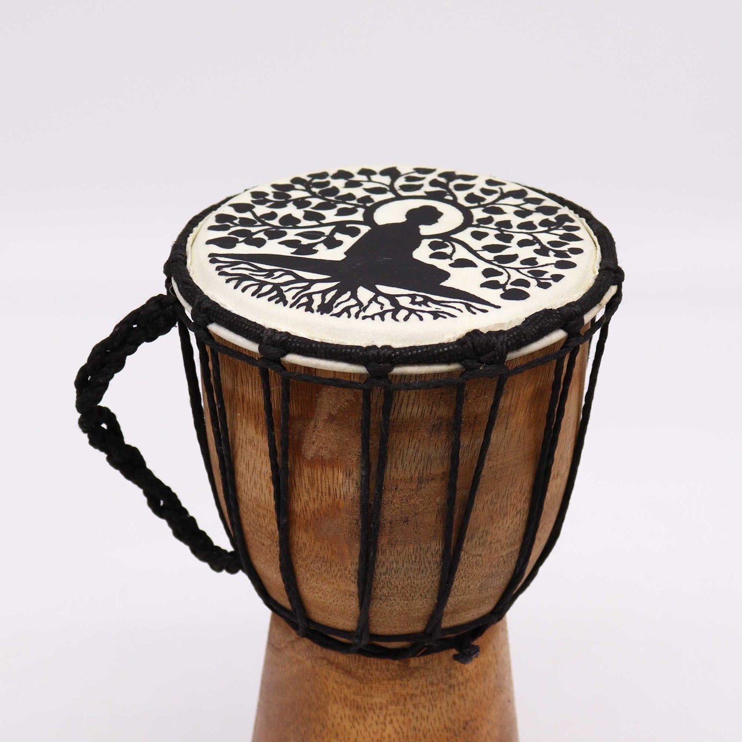 Handgemachte Djembe Trommel Mit Breitem Kopf 25cm Buddha Design