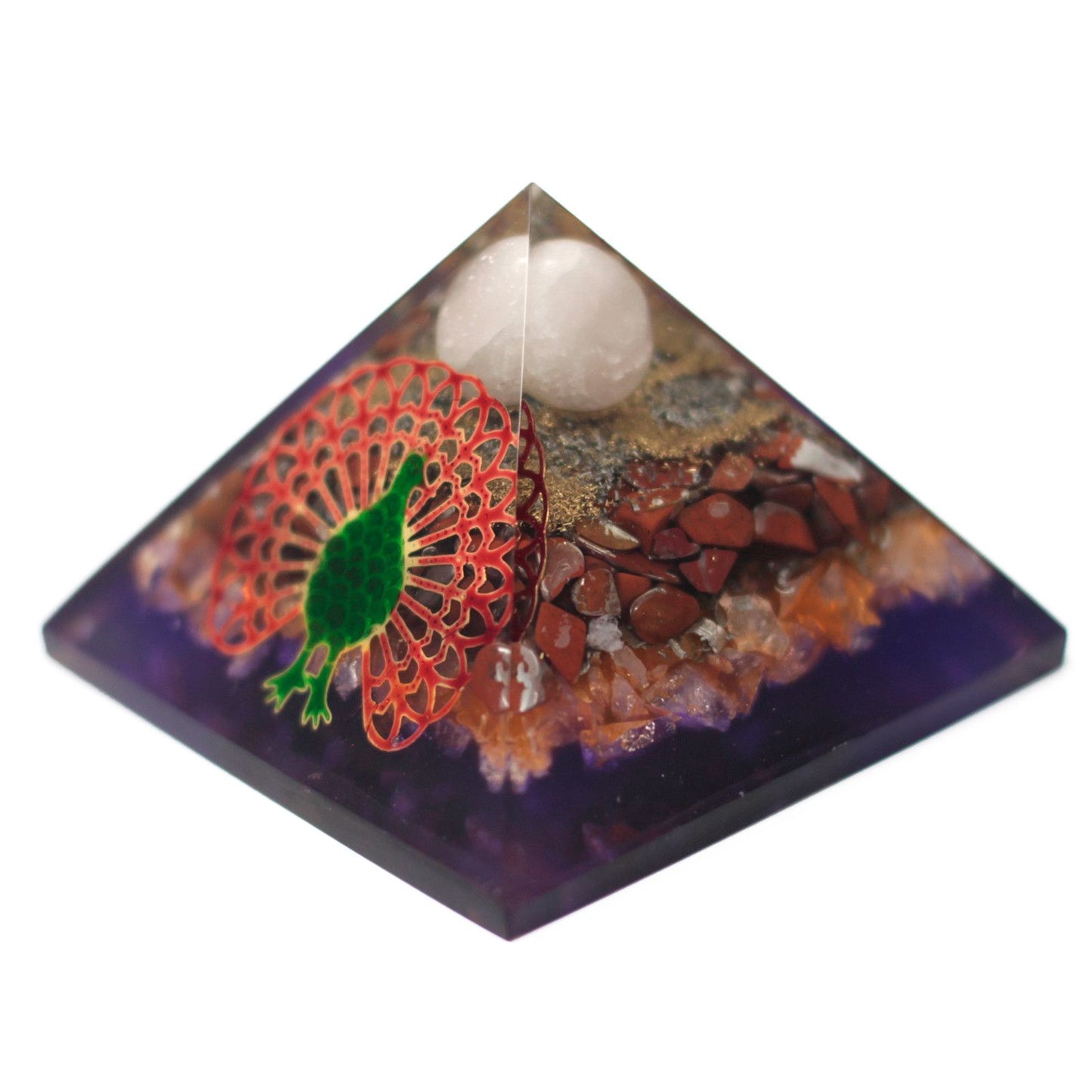 Lrg Organite Pyramide 70mm - Pfau Erdgrund