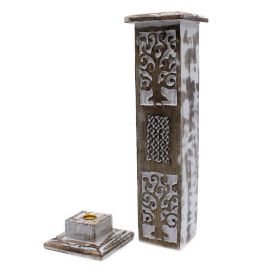 Weiß Gewaschener Räucherstäbchenhalter - Rauchturm