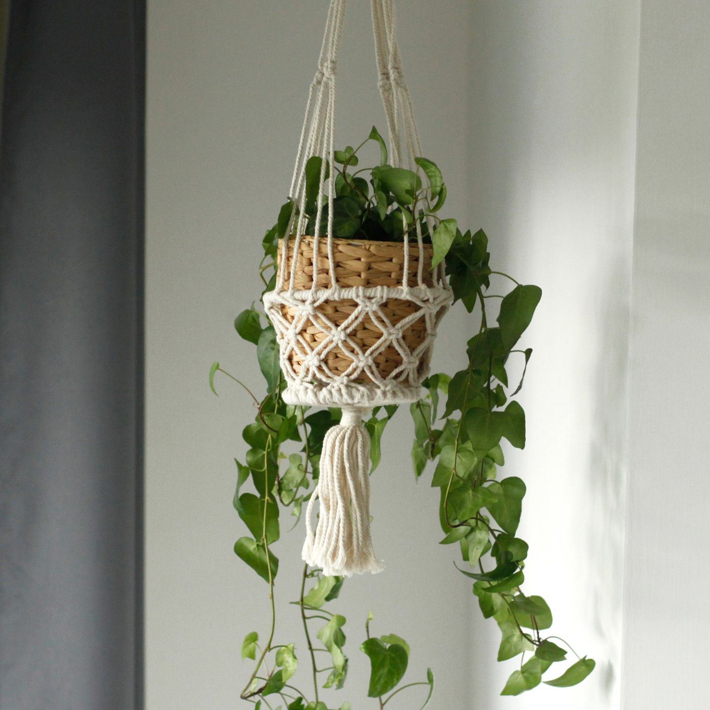 Macrame Blumentopfhalter Einzelner Kleiner Topf