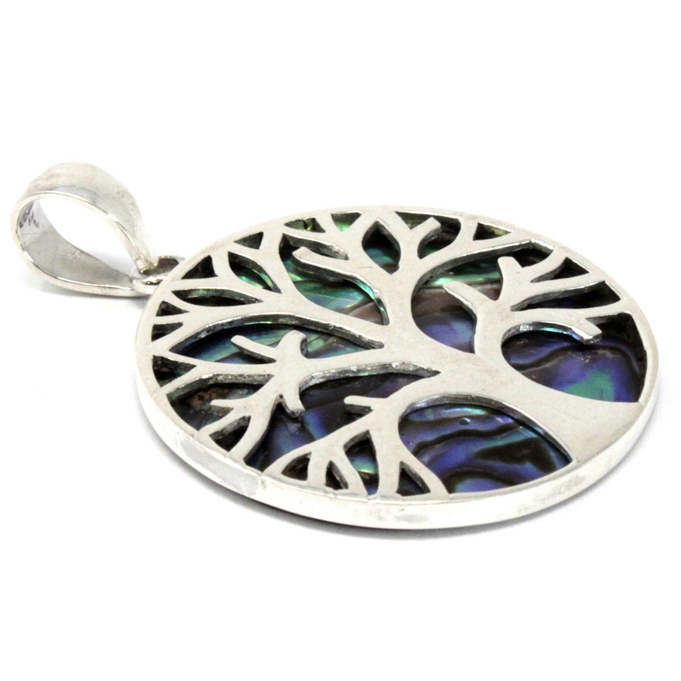 Lebensbaum Silberanhänger 30mm - Abalone