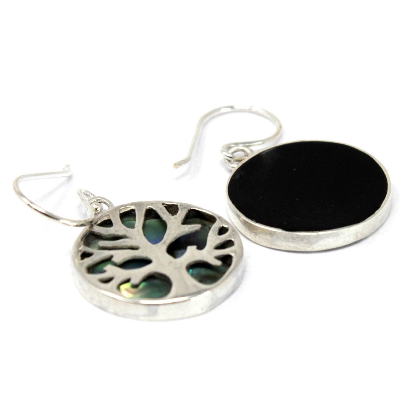 Baum Des Lebens Silber Ohrringe 15mm - Abalone