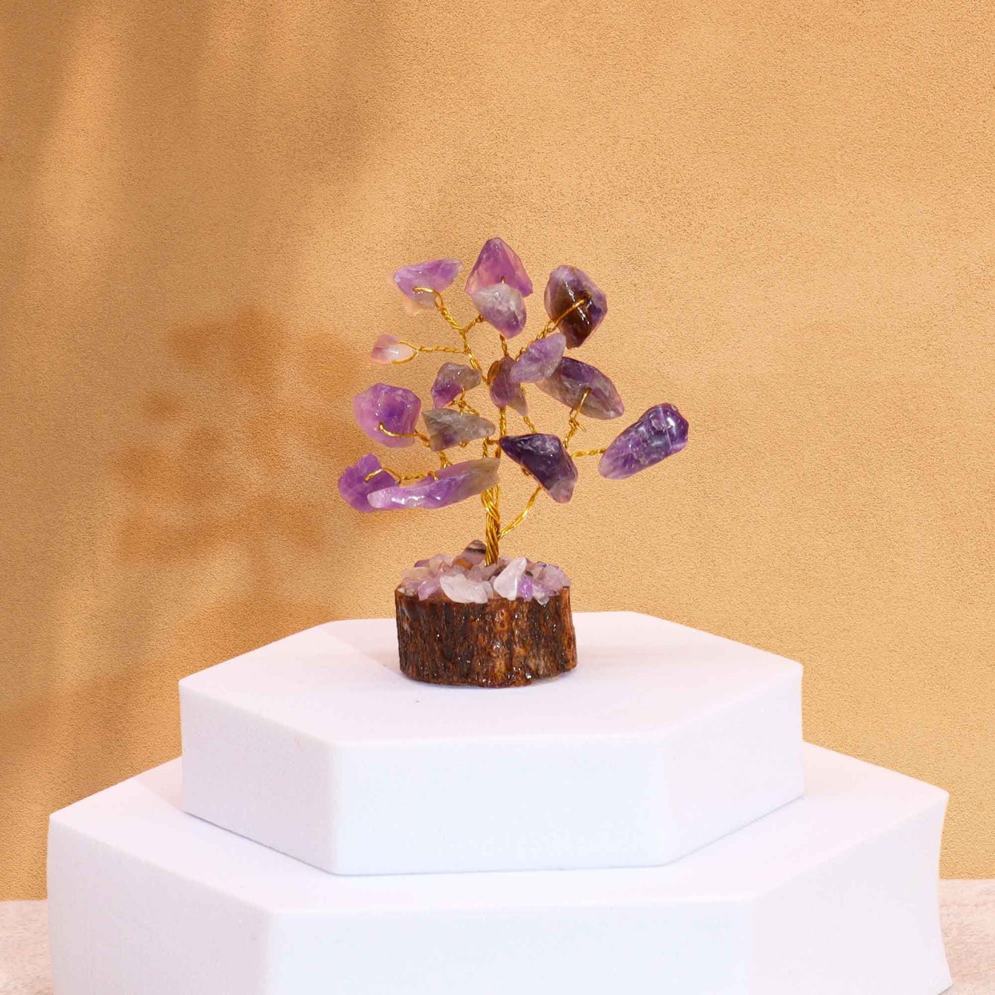 Mini Edelsteinbäume Auf Holzsockel - Amethyst Mit 15 Steinen