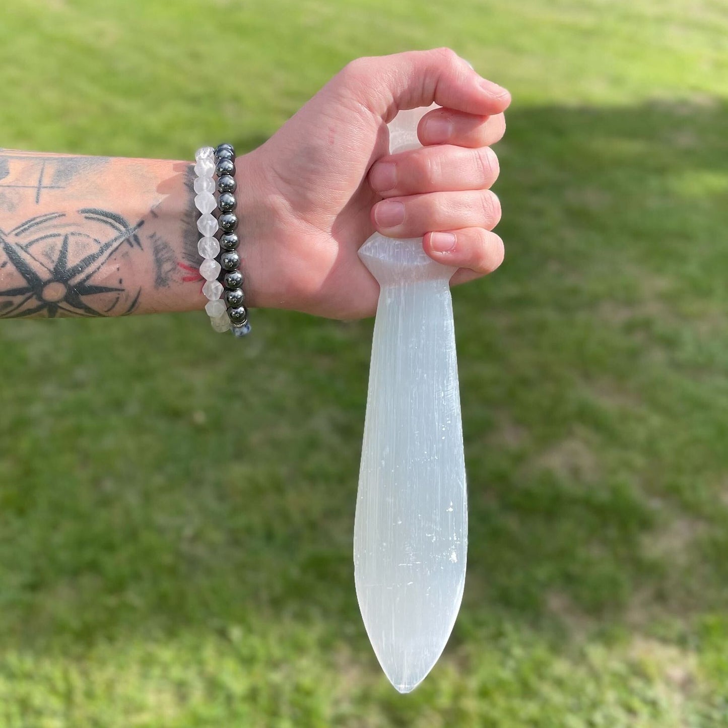 Selenit Groß Ritualmesser Spirale 25cm