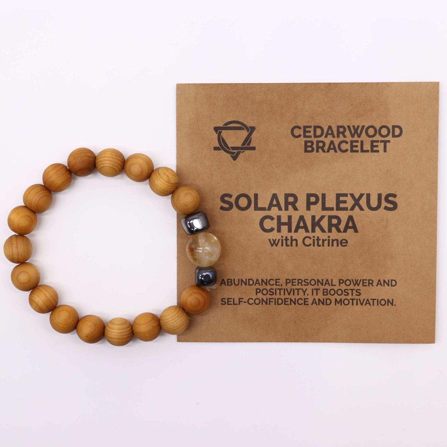 Zedernholz Solarplexus Chakra Armreif mit Citrin
