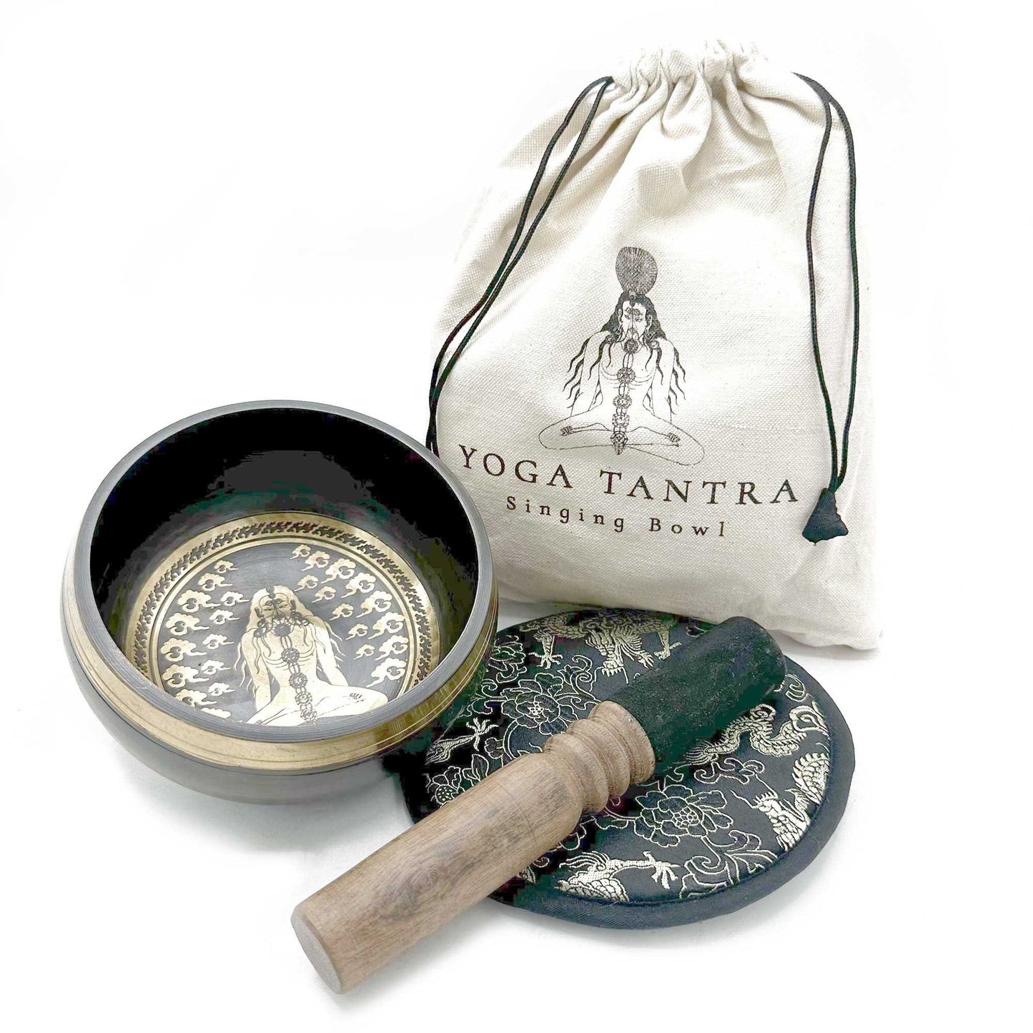 Handgeschlagene Und Gravierte Klangschalen Geschenkset 14cm Yogi