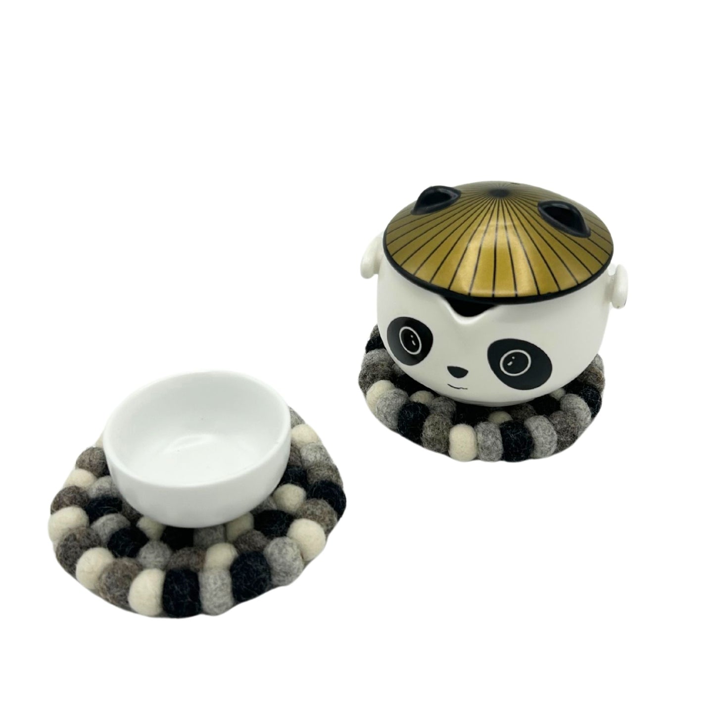 Filzball Untersetzer Rund 10cm Mehrfarbig Grau Set von 4