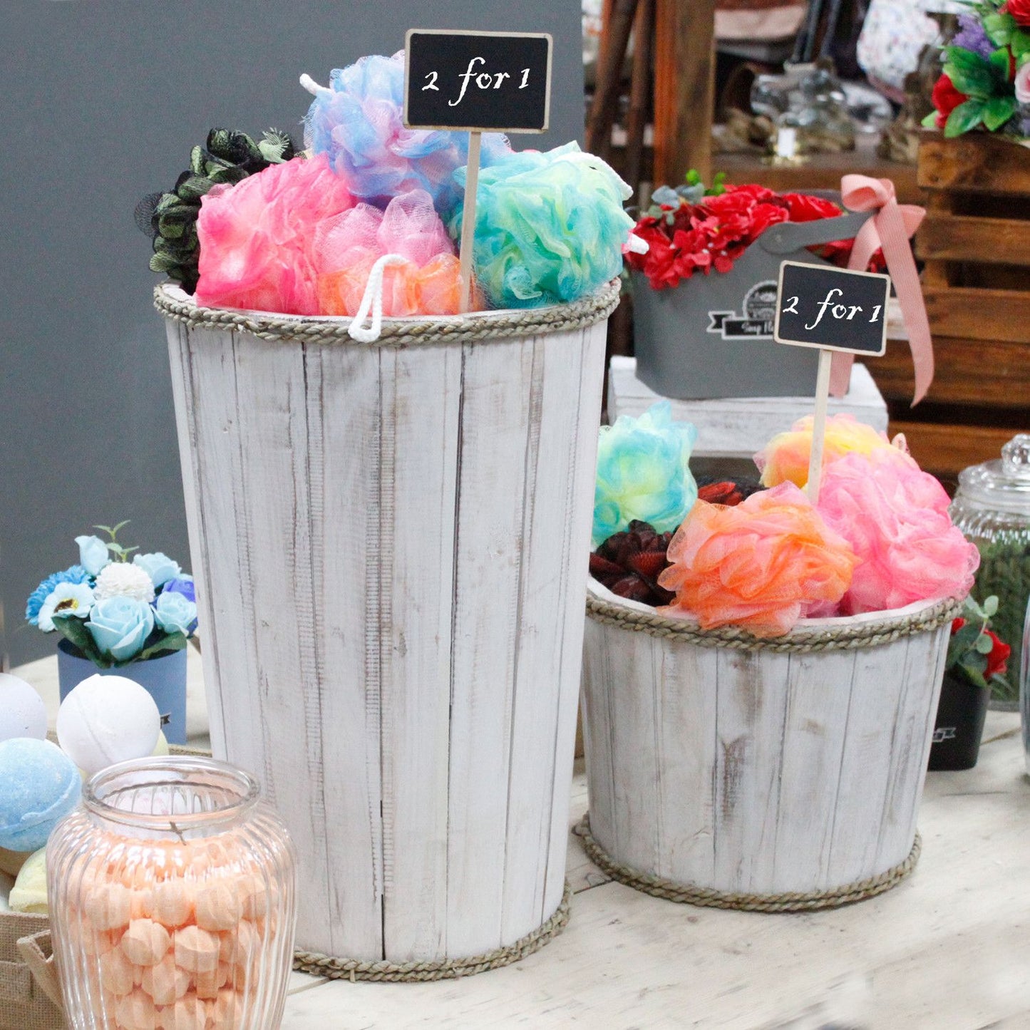 Kleine Nautische Ausstelltasse Weißgewaschen 21x29cm