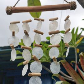 Perlen Driftwood Windspiel Handgemacht Aus Capiz Glas