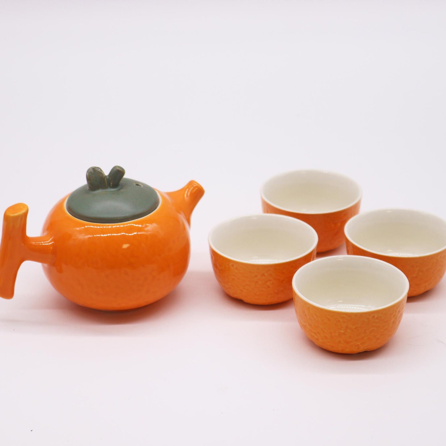 Kräuter Orange Teekannen Set - Kanne Und Vier Tassen