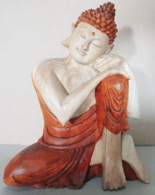 Handgeschnitzte Buddha Statue 25cm Nachdenklich