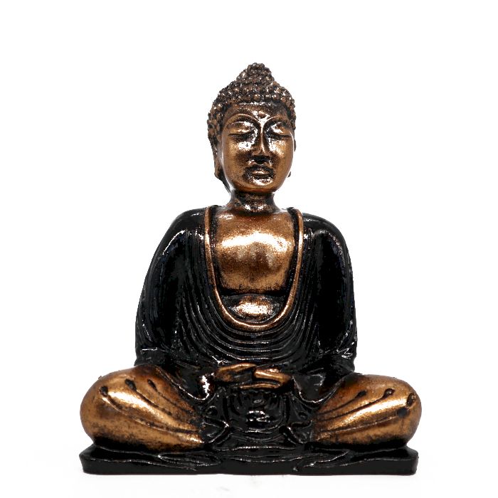 Schwarzer Und Goldener Buddha Mittelgroß Handbemalt Von Balinesischen Kunsthandwerkern