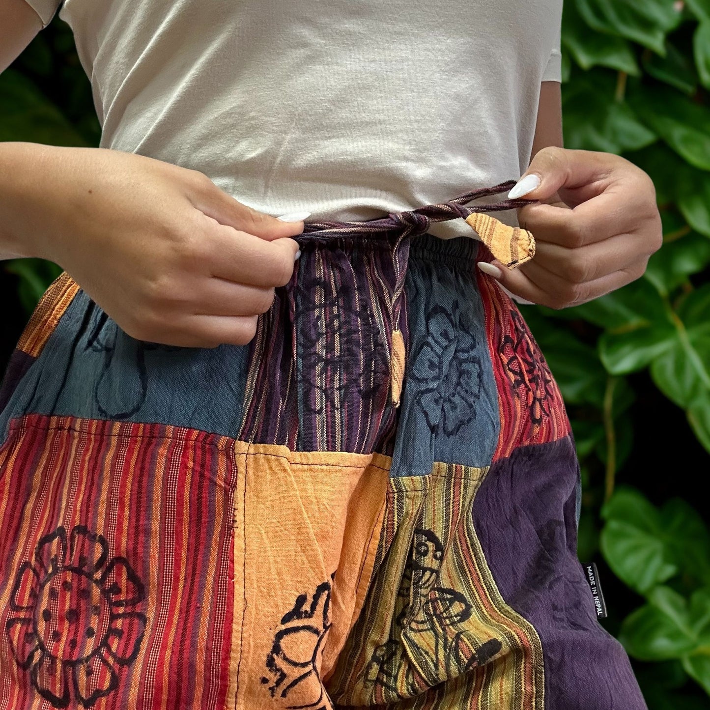 Nomad Sari - Pilzhosen - Blockdruckdesigns - Orangetöne (105x127cm) S/M