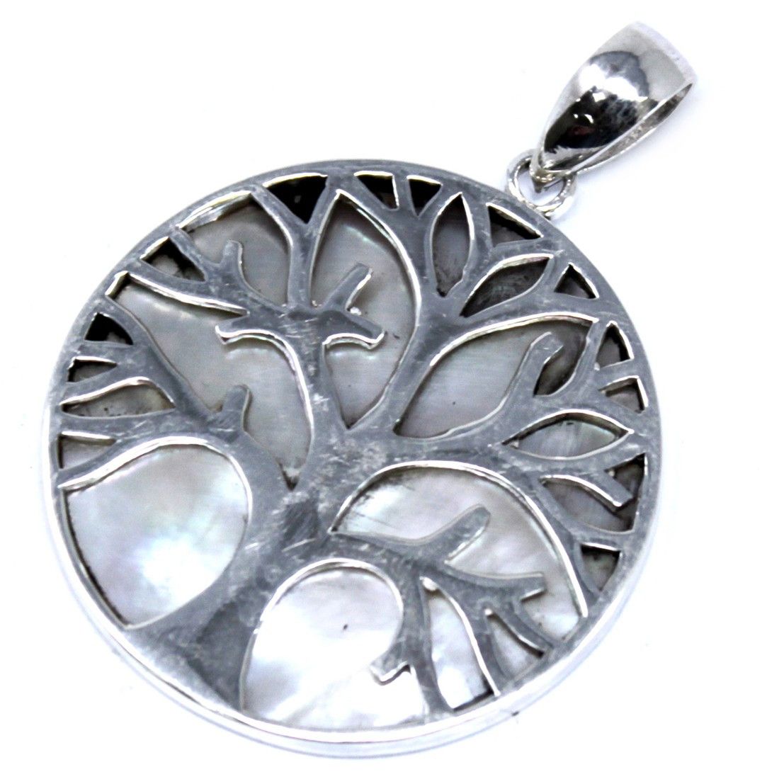 Baum Des Lebens Silber Anhänger 30mm - Muschelperle