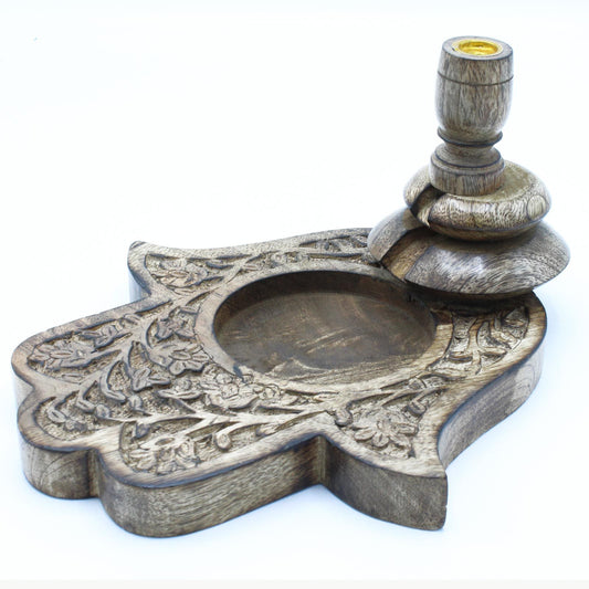 Großer Mango Holz Rückflussbrenner Hamsa