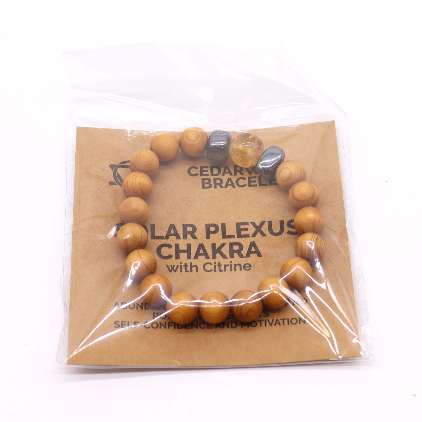 Zedernholz Solarplexus Chakra Armreif mit Citrin