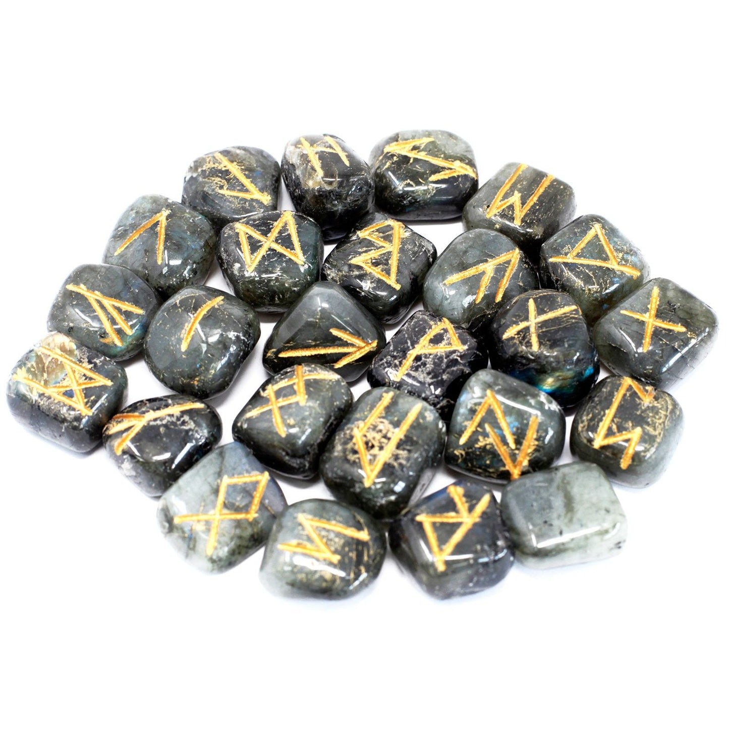 Runenstein Set in Beutel Labradorit