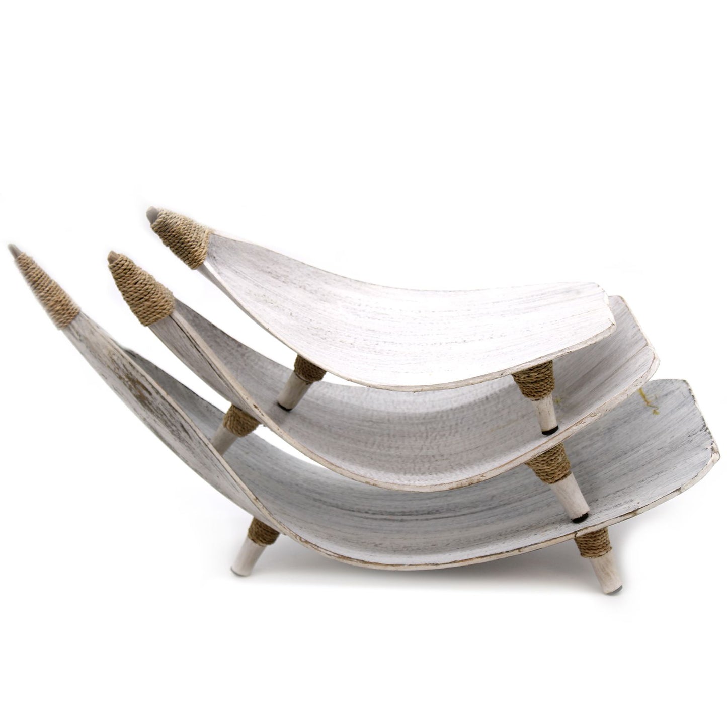 Kokosblatt Obstschalen Set - Weißgewaschen