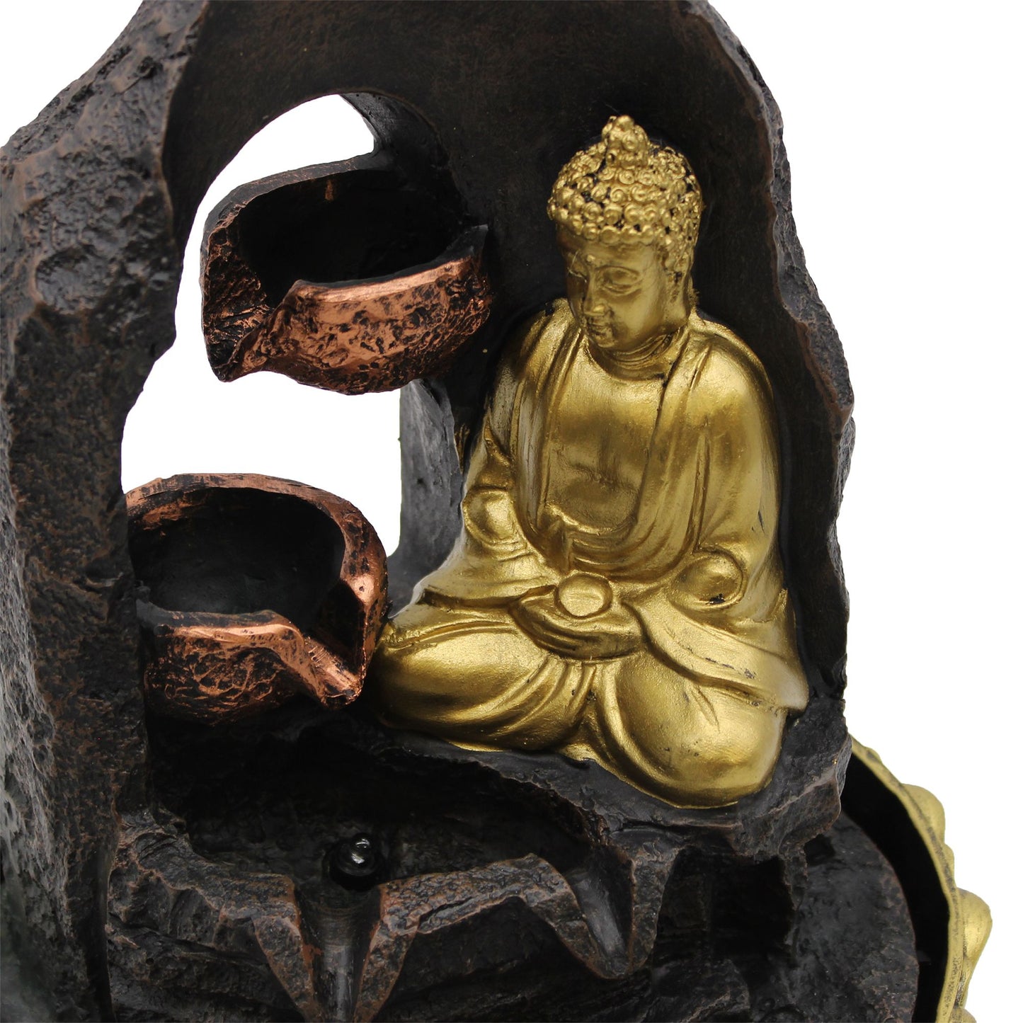 Tischbrunnen Mit Goldenem Meditierendem Buddha 30cm