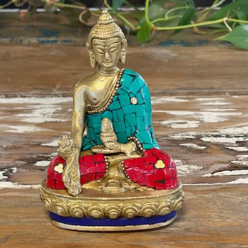 Messing Buddha Figur - Hände Nach Unten - 11,5 cm