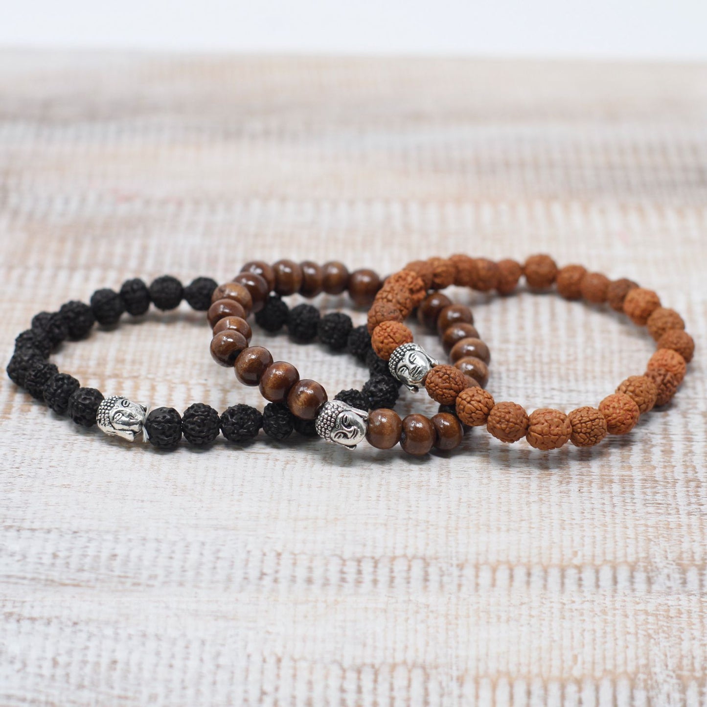 Braune Perlen Und Buddha Armreif