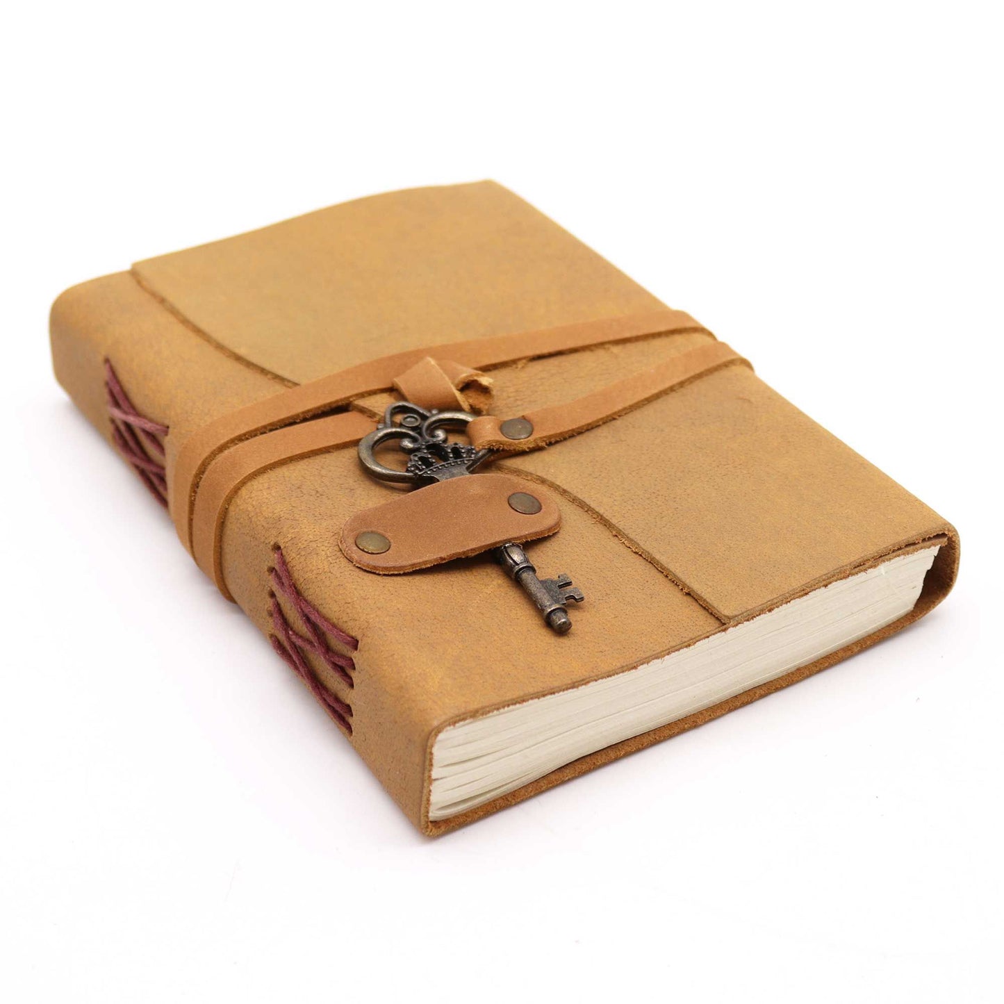 Geöltes Tan Leder Notizbuch Mit Schlüssel 200 Seiten 13x18cm