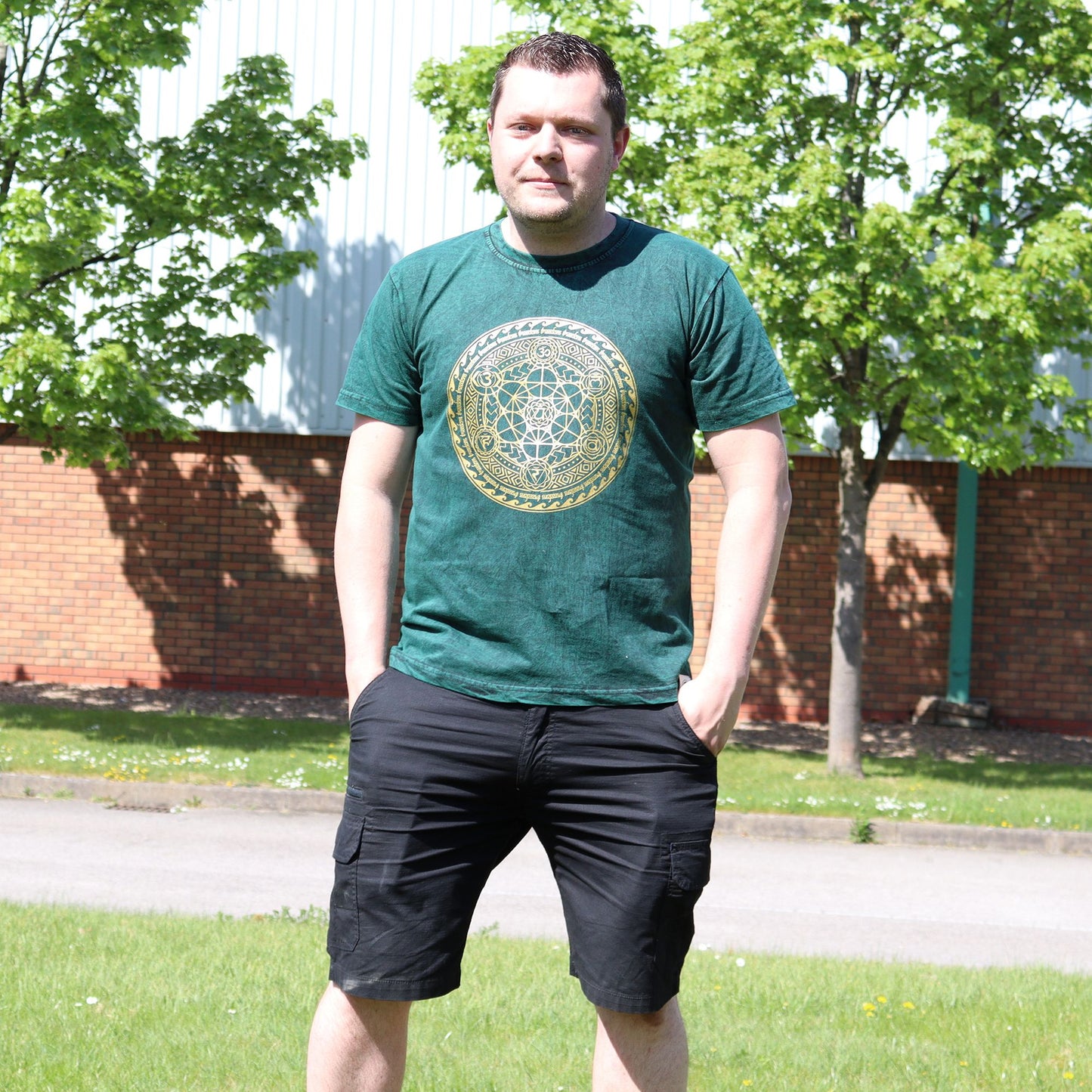 XLarge Stein Waschung T-Shirt Chakra Grün