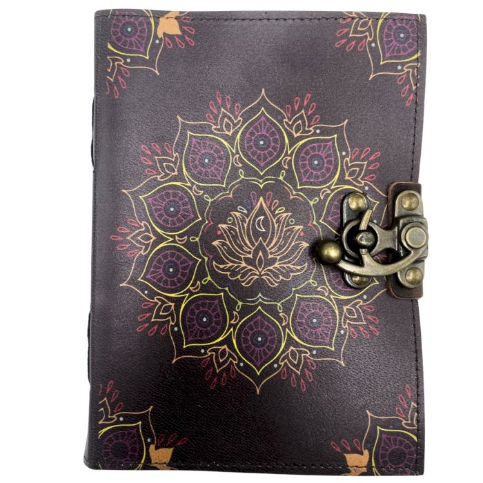 Leder Lotus Mandala Notizbuch Mit Deckle-edge 7x5 Zoll