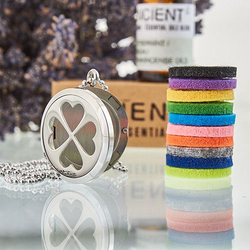 Aromatherapie Schmuck Halskette Vierblättriges Kleeblatt 30mm