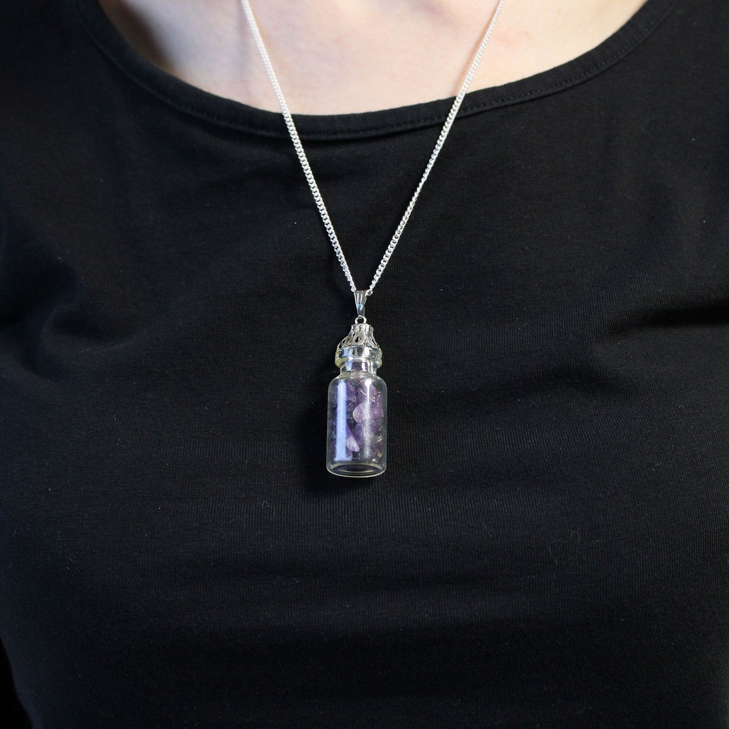 Edelstein Halskette In Flasche - Amethyst