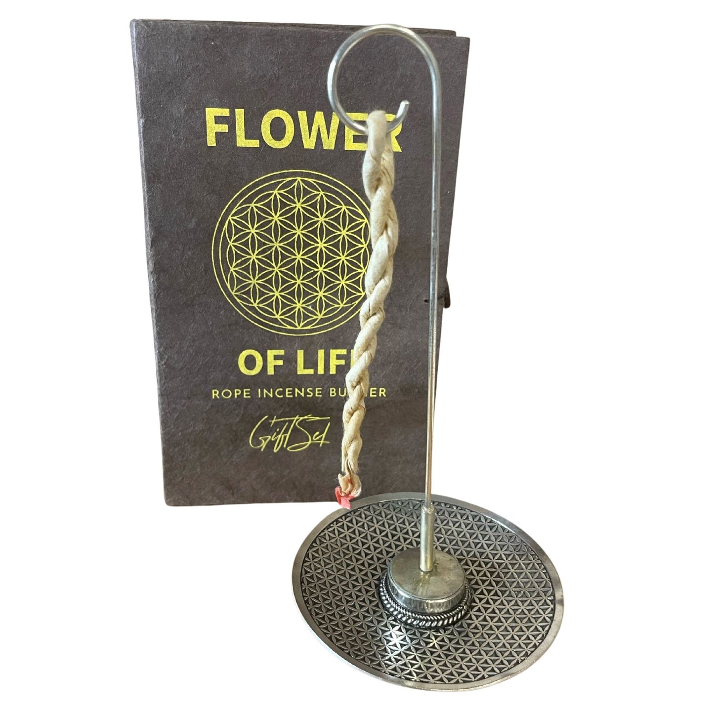 Seil Räucherstäbchen Und Silberner Halter Set - Blume Des Lebens