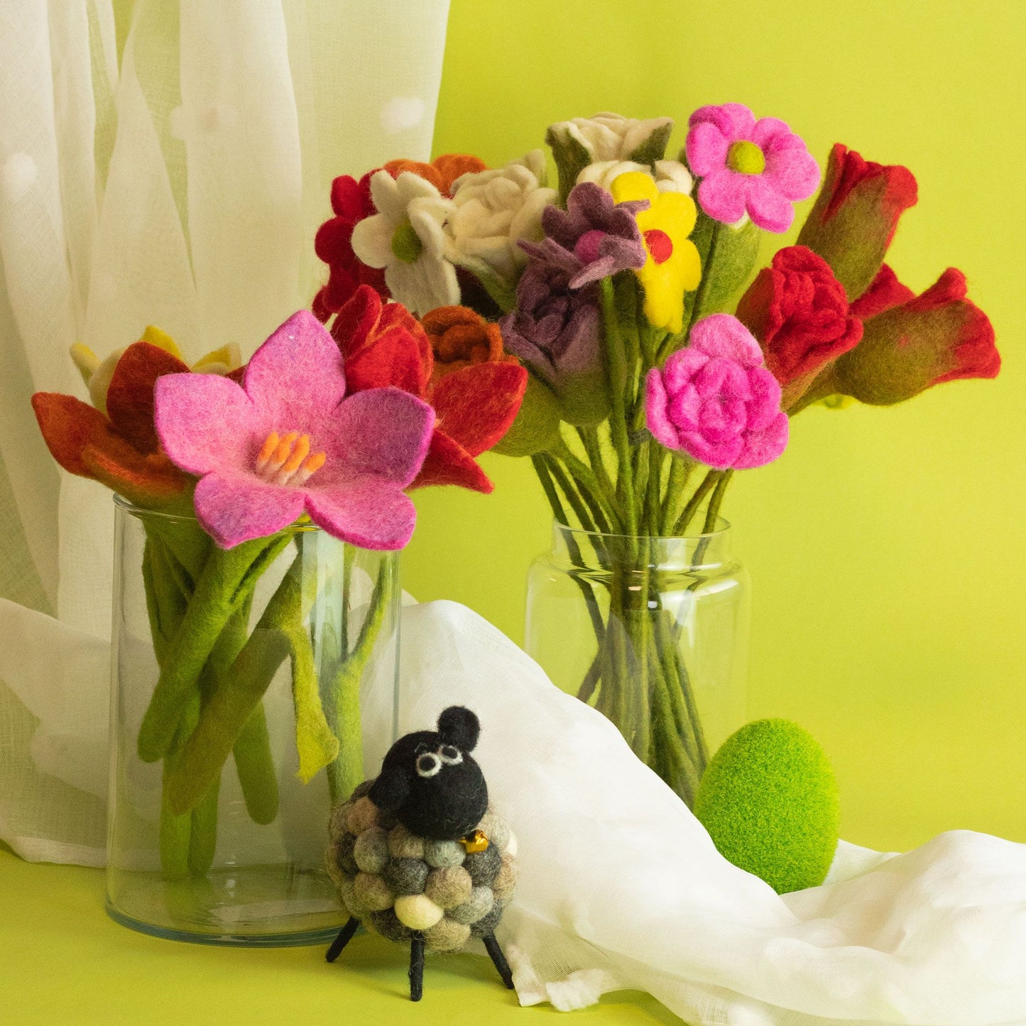 6er Set Filzblumen - Lilie In Verschiedenen Farben