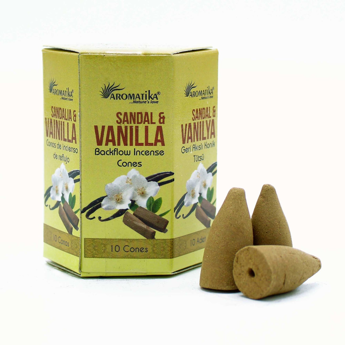 Masala Backflow Räucherstäbchen Set Mit 10 Stück - Sandelholz Und Vanille