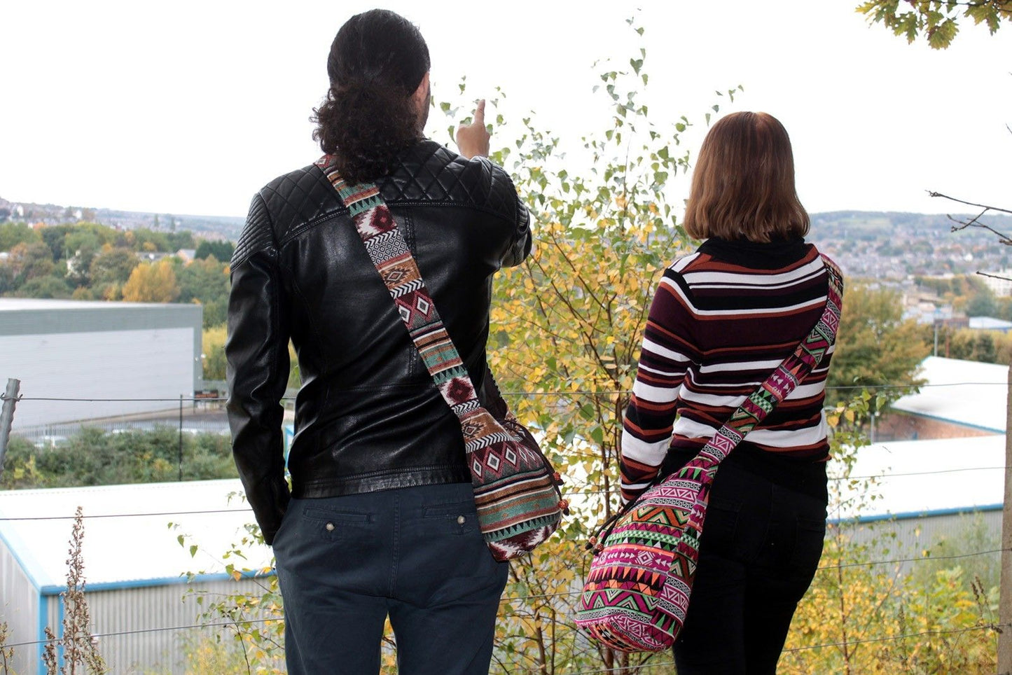 Jacquard Tasche - Rosa Studentenschultertasche