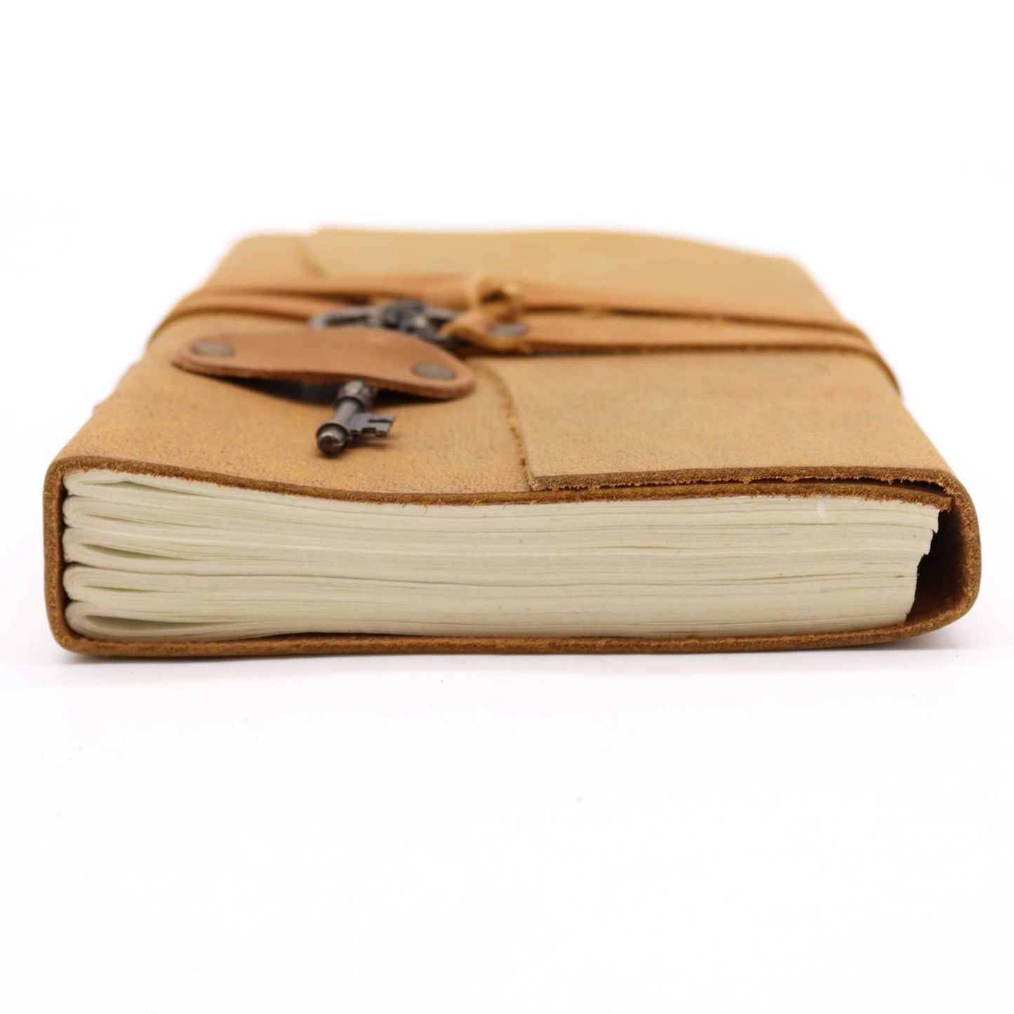 Geöltes Tan Leder Notizbuch Mit Schlüssel 200 Seiten 13x18cm