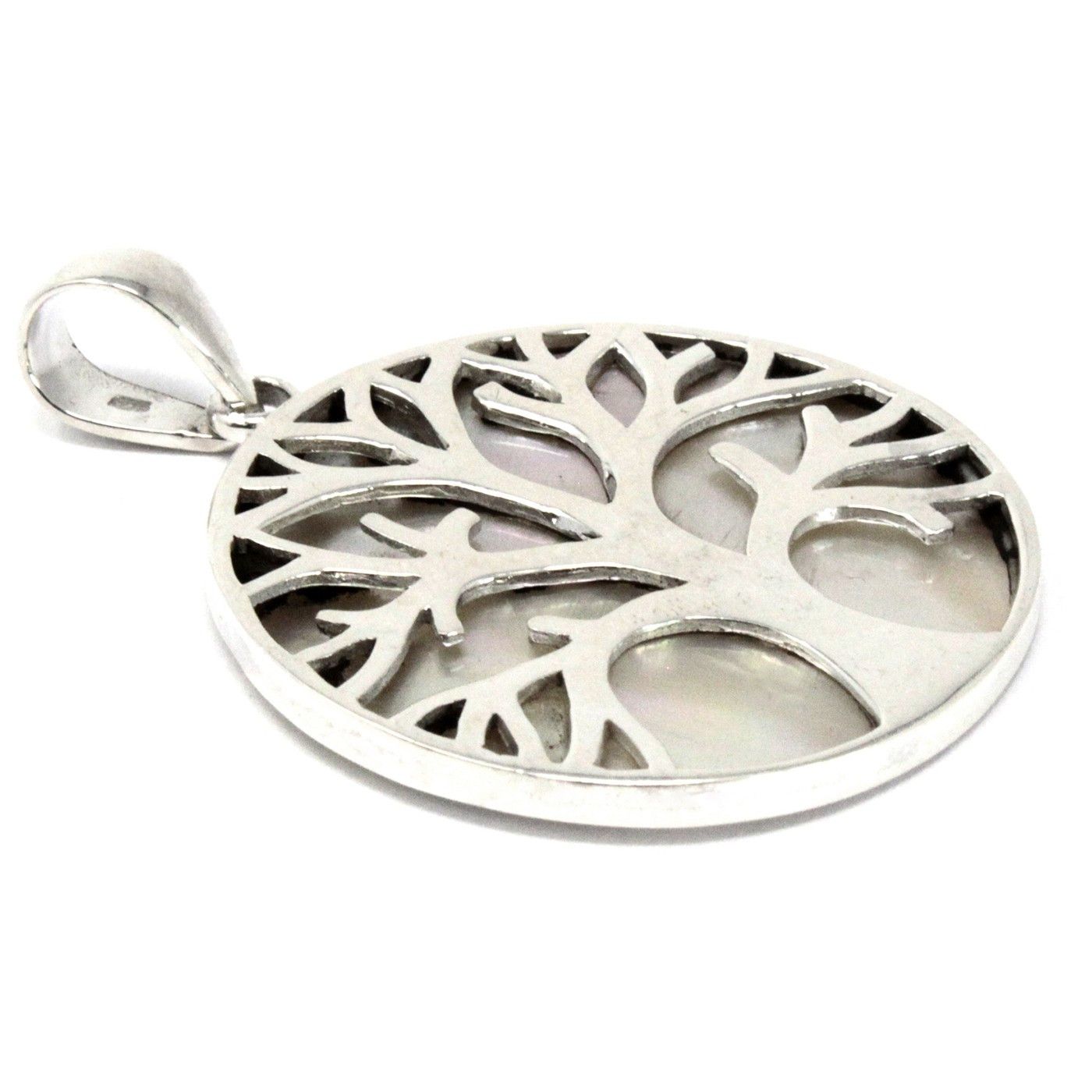 Baum Des Lebens Silber Anhänger 30mm - Muschelperle