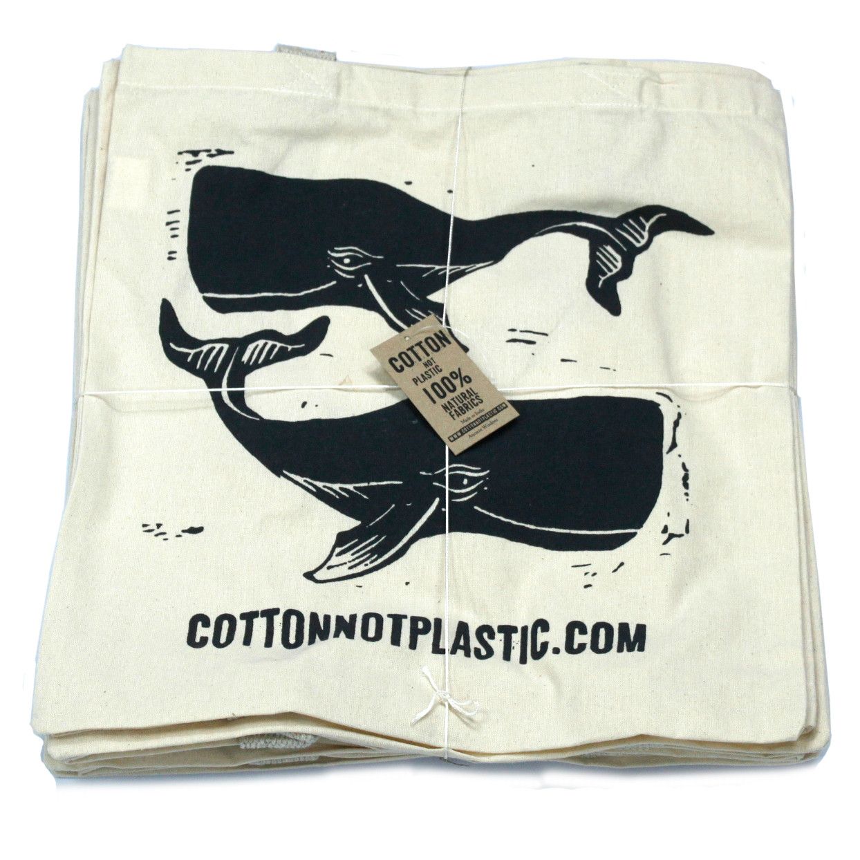 Lrg Natürliche 6oz Baumwolltasche 38x42cm - Wale