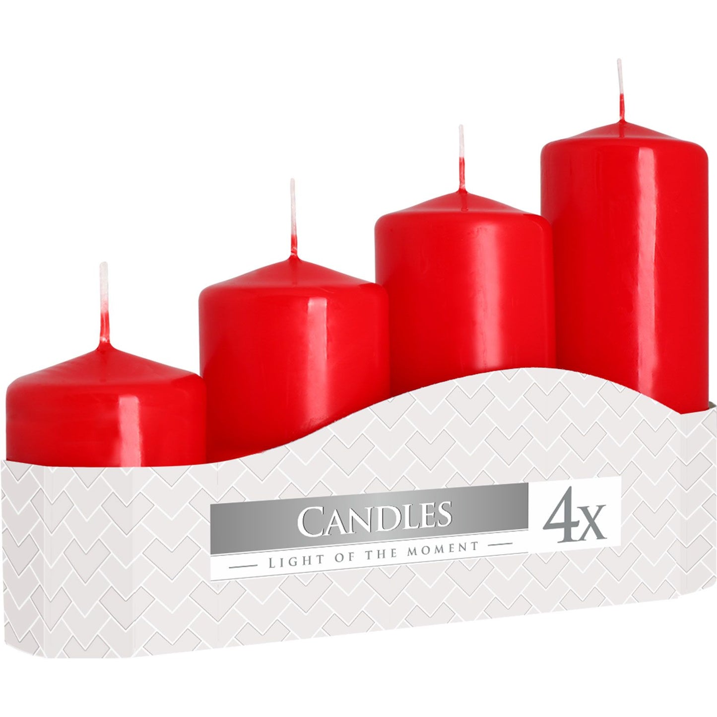 Set Mit Säulenkerzen 50mm 11h 16h 22h 33h Rot 4 Stück
