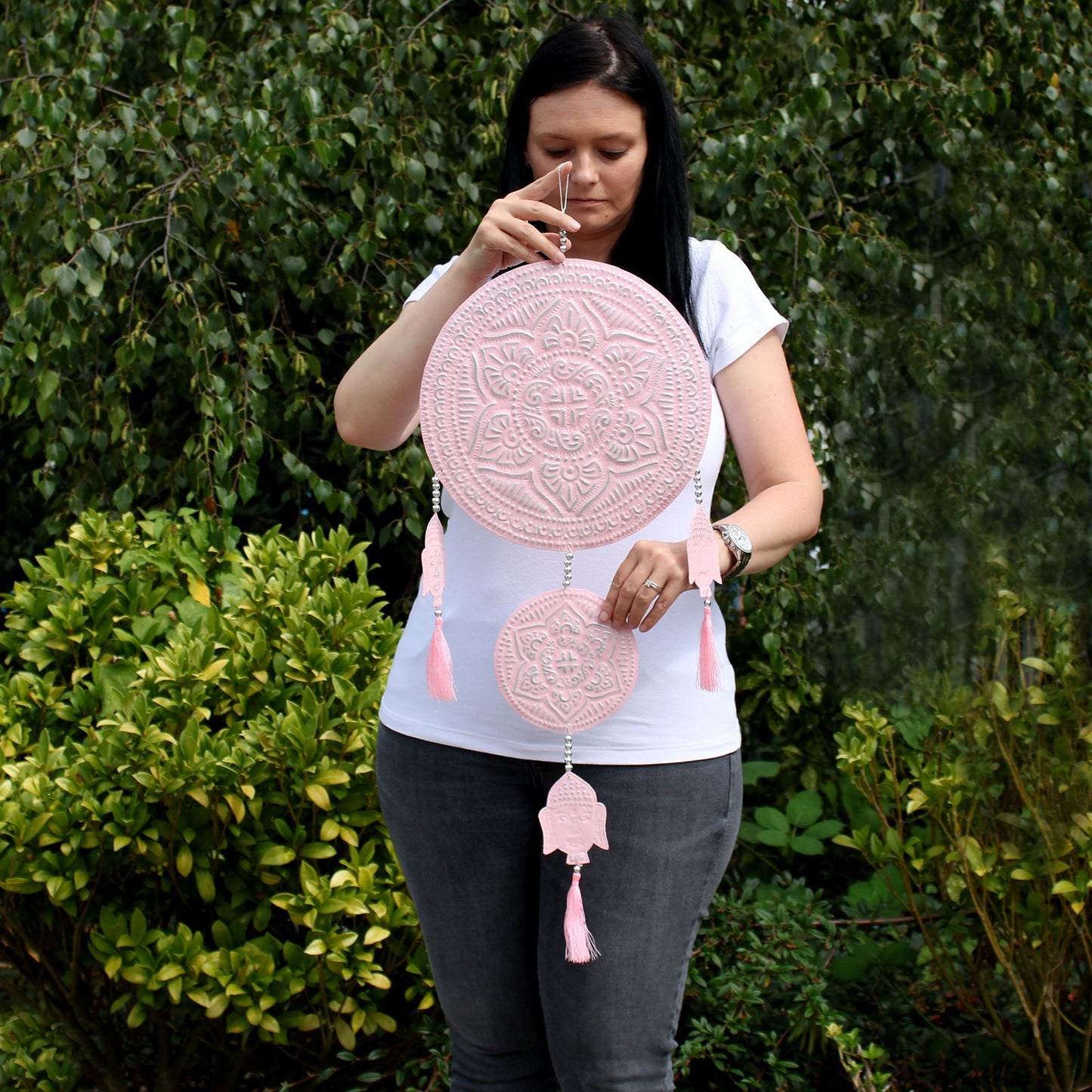 Aluminium Mobile Buddha's Wandschmuck Im Bali Stil In Modischen Pastellfarben