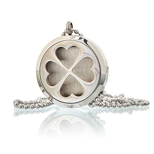Aromatherapie Schmuck Halskette Vierblättriges Kleeblatt 30mm