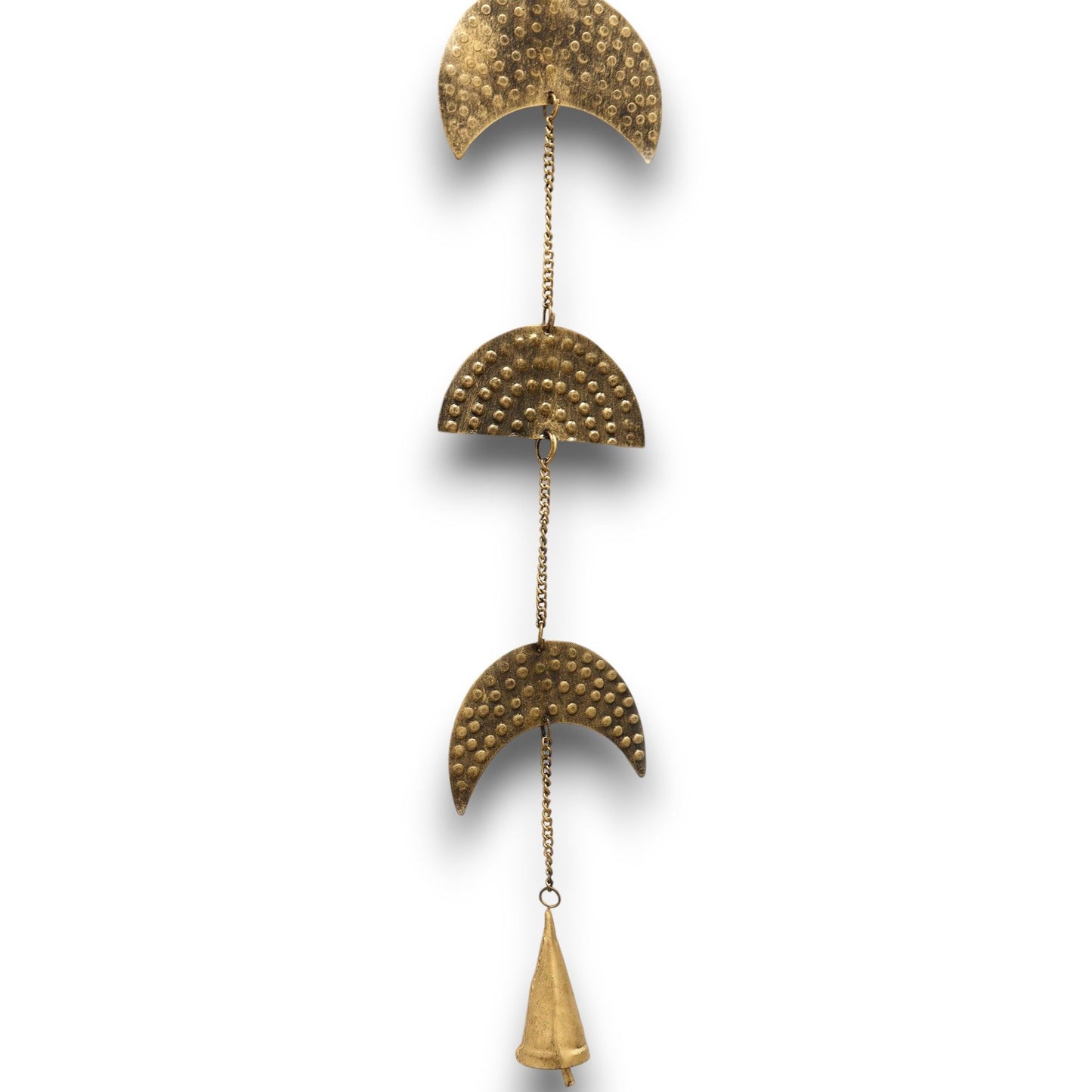 Indische Windspiele - Messing Mondphasen Anhänger mit Glocke - 25cm