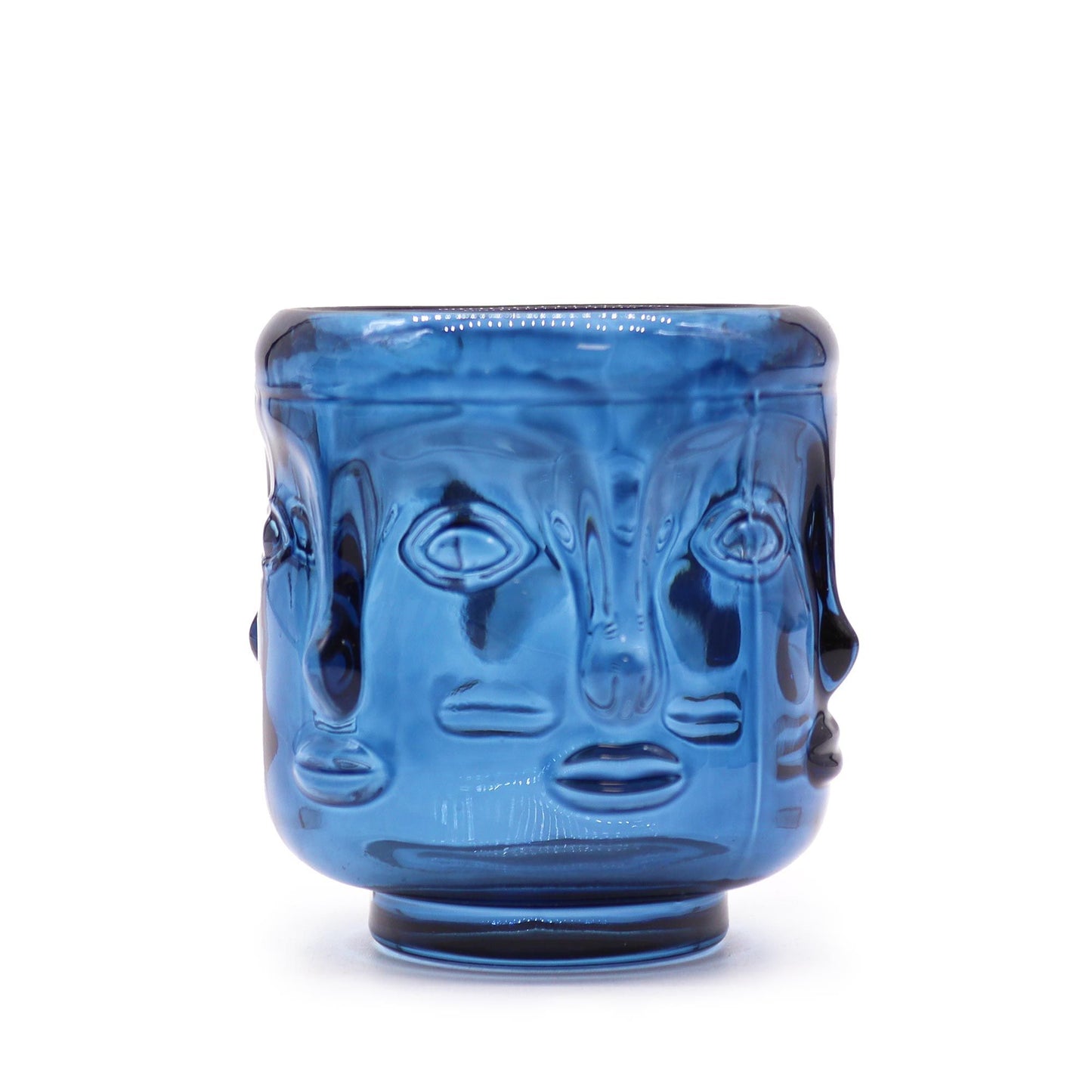 Set Mit 2 Buddha Gesichtern Kerzenbehälter - Königsblau