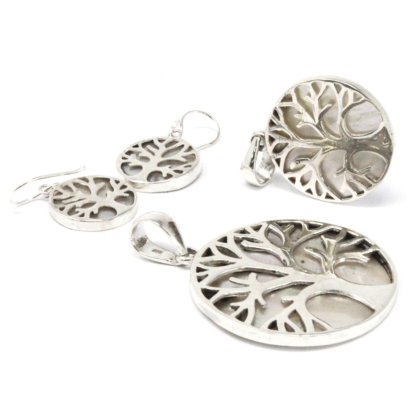 Baum Des Lebens Silber Anhänger 30mm - Muschelperle